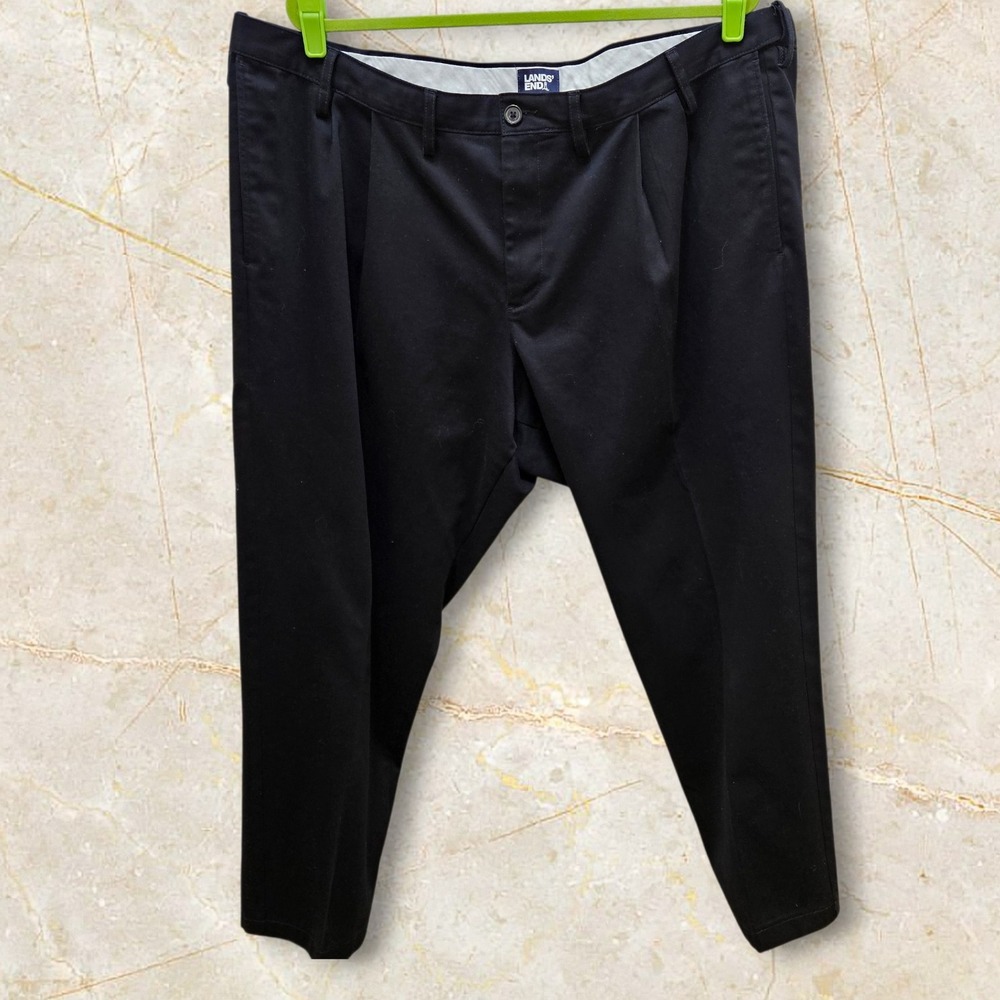 Lands End Men's 46 T Traditional Fit Navy Pleated 100% Cotton Pants Work Classic